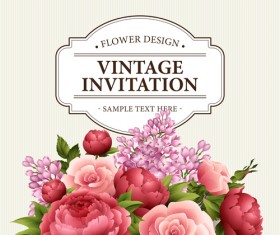 Flower design vintage invitations card vector 02