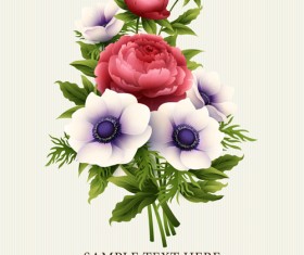 Flower design vintage invitations card vector 03