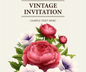 Flower design vintage invitations card vector 04