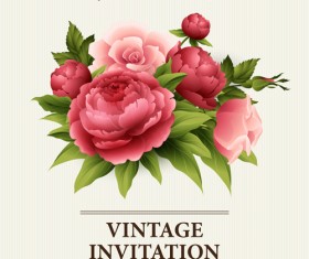 Flower design vintage invitations card vector 05