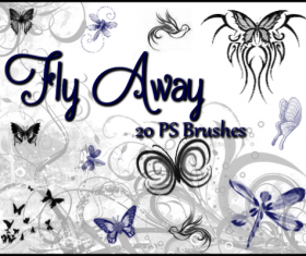 Fly butterflies and dragonflies with birds brushes