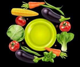 Fresh vagetables background art vector 04