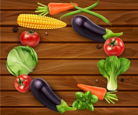 Fresh vagetables with wooden background vector