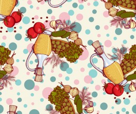 Fruits and vegetables seamless pattern vintage vector
