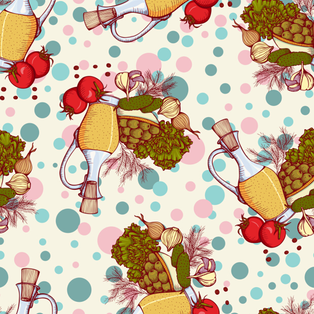 Fruits and vegetables seamless pattern vintage vector