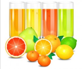 Fruits juices fresh vector material 01