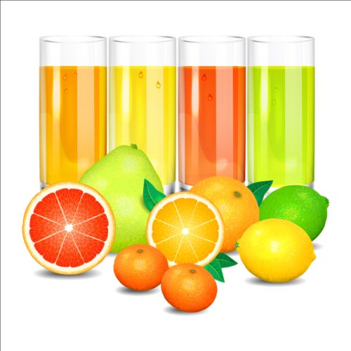 Fruits juices fresh vector material 01