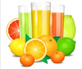 Fruits juices fresh vector material 02