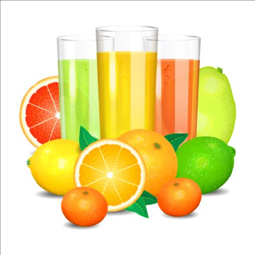 Fruits juices fresh vector material 02