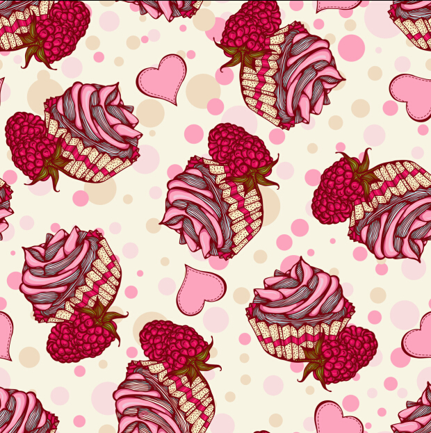 Fruits with cake seamless pattern vector 03