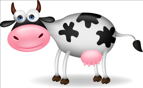Funny cartoon cow vector material