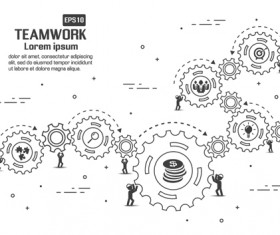 Gearwheel with teamwork template vector 02