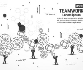 Gearwheel with teamwork template vector 04