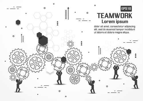 Gearwheel with teamwork template vector 04
