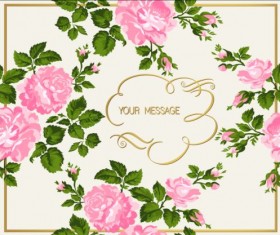 Gold calligraphy decoration with rose background vector 02