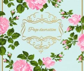 Gold calligraphy decoration with rose background vector 04