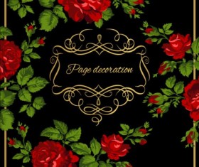 Gold calligraphy decoration with rose background vector 06