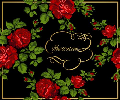 Gold calligraphy decoration with rose background vector 07