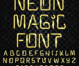 Golden glow alphabet with number vector