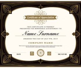 Golden with black certificate template vector