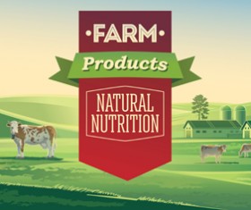 Green farm with healthy product vector 01