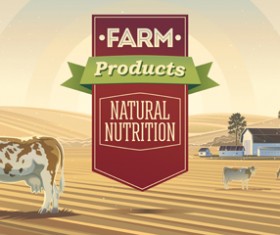 Green farm with healthy product vector 04