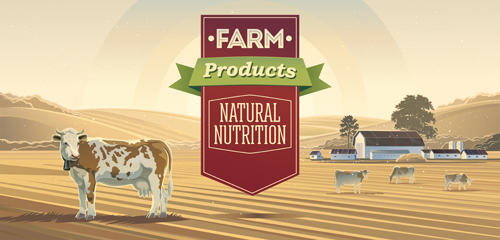 Green farm with healthy product vector 04