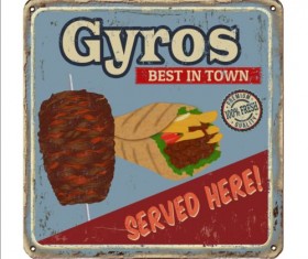 Gyros metal sign vintage rusty styles vector 01