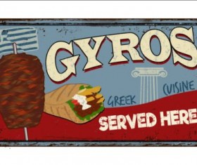 Gyros metal sign vintage rusty styles vector 02