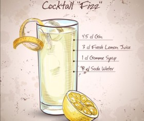 Hand drawn cocktail design vectors set 01