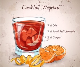 Hand drawn cocktail design vectors set 02