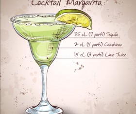 Hand drawn cocktail design vectors set 04