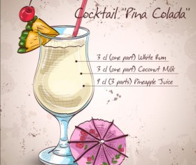 Hand drawn cocktail design vectors set 05