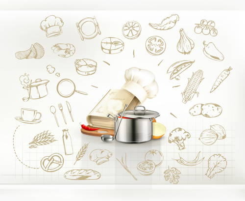 Hand drawn cooking infographics vector