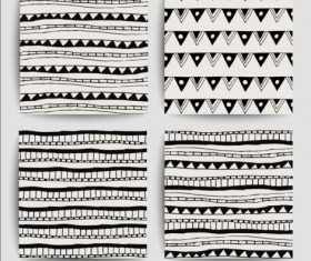 Hand drawn pattern seamless set vector 01