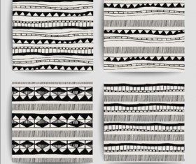 Hand drawn pattern seamless set vector 02