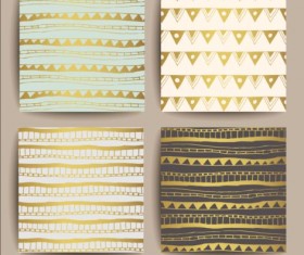 Hand drawn pattern seamless set vector 03