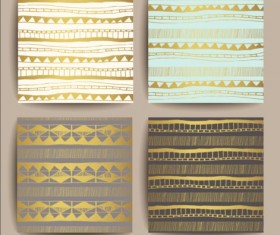 Hand drawn pattern seamless set vector 04