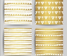 Hand drawn pattern seamless set vector 07