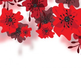 Hand drawn red flower backgrounds vector 01