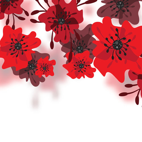 Hand drawn red flower backgrounds vector 01