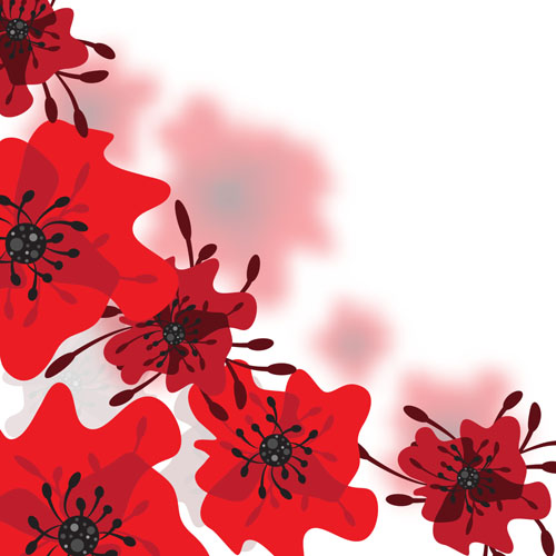 Hand drawn red flower backgrounds vector 03
