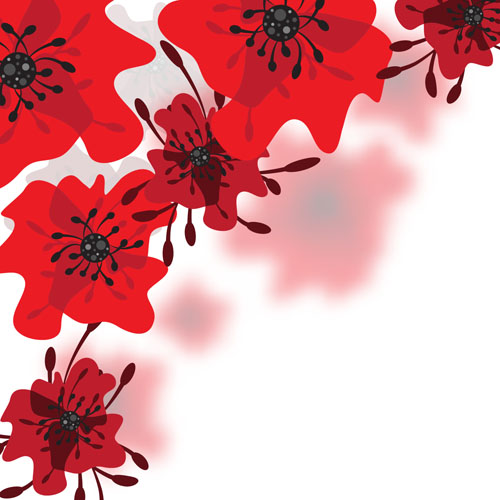 Hand drawn red flower backgrounds vector 04