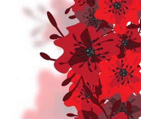 Hand drawn red flower backgrounds vector 05