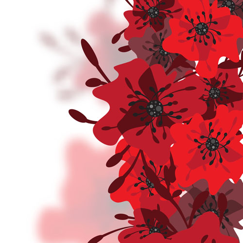 Hand drawn red flower backgrounds vector 05