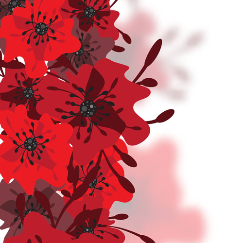 Hand drawn red flower backgrounds vector 06