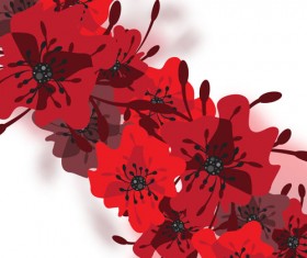 Hand drawn red flower backgrounds vector 08
