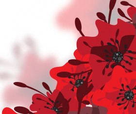 Hand drawn red flower backgrounds vector 09