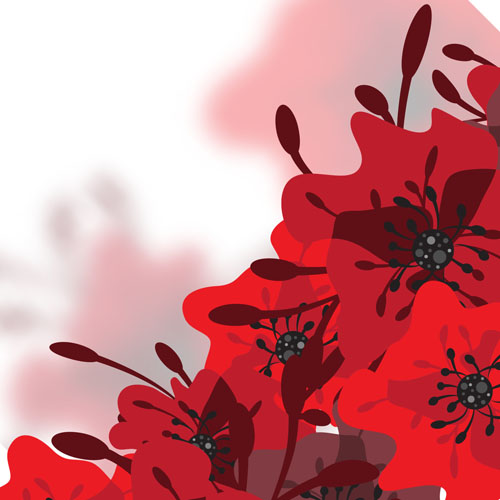 Hand drawn red flower backgrounds vector 09
