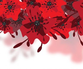 Hand drawn red flower backgrounds vector 10